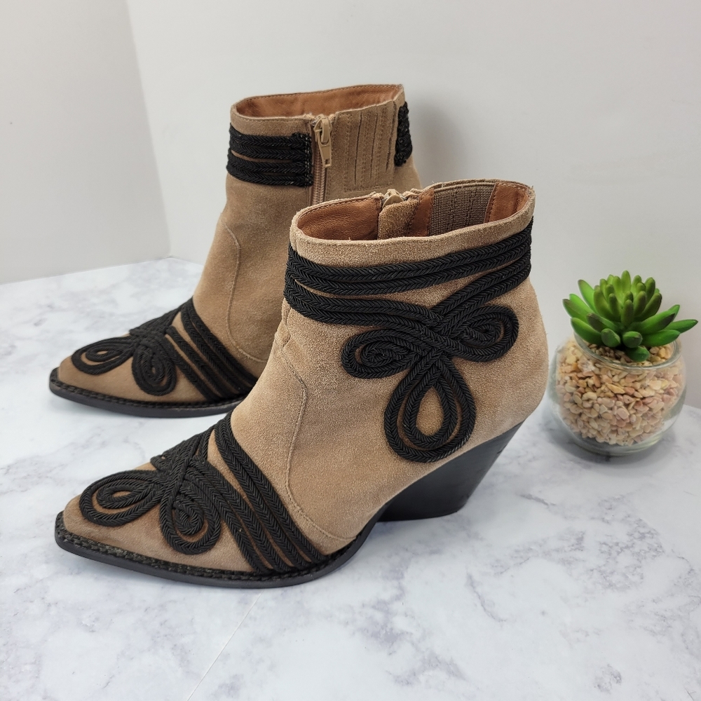 Jeffrey Campbell Gatlin Suede Western Ankle Bootie